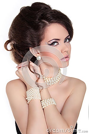 Beautiful woman with evening make-up. Jewelry and Beauty. Fashion photo Stock Photo