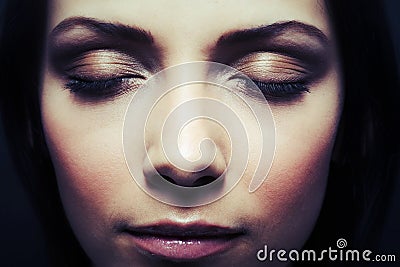 Beautiful woman eyes closed Stock Photo