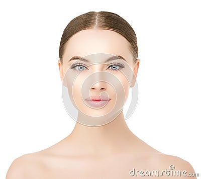 Beautiful woman face close up studio on white. Beauty spa model Stock Photo