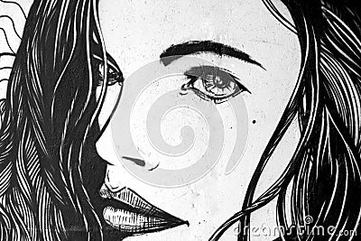 Beautiful woman face graffiti Editorial Stock Photo