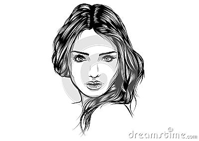 Beautiful woman face hand drawn vector illustration sketch Vector Illustration