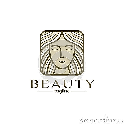 beautiful woman face logo simple Vector Illustration