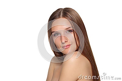 Beautiful woman face portrait with healthy skin Stock Photo