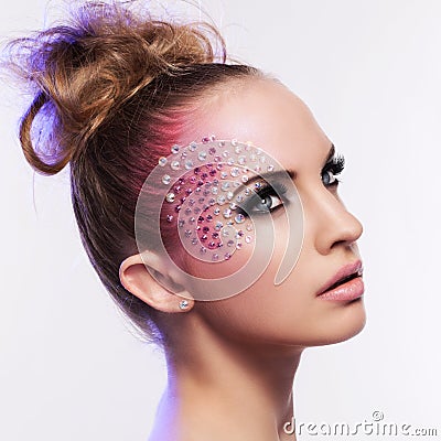 Beautiful woman with fantasy makeup Stock Photo