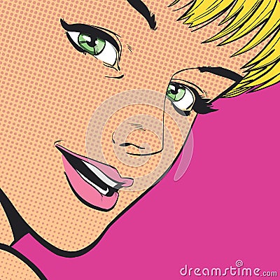 Beautiful woman feeling glad Vector Illustration