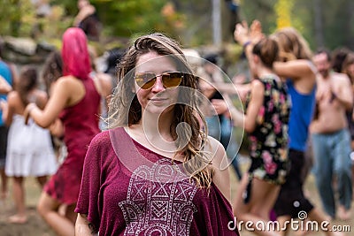 Beautiful woman festival goer portrait Stock Photo