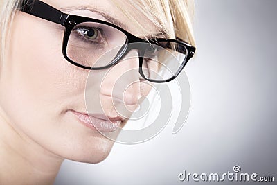 Beautiful woman with glasses close up Stock Photo