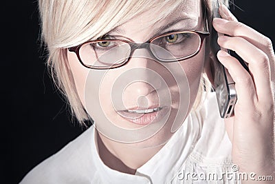 Beautiful woman with glasses close up Stock Photo