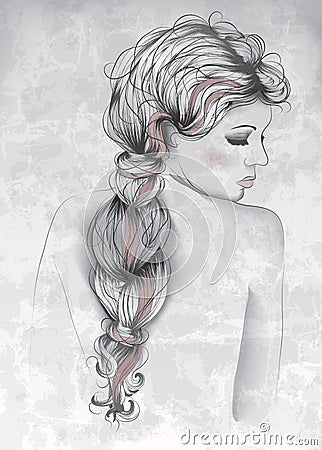 Beautiful Woman In Hand Drawn Style Royalty Free Stock 