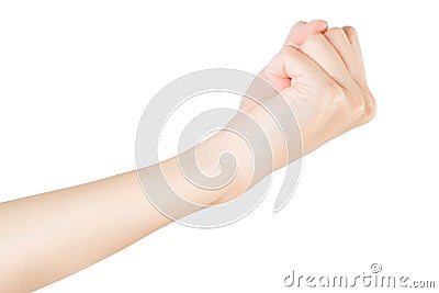 Woman hand showing fist isolated with clipping path Stock Photo