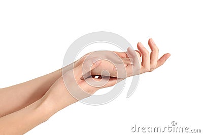 Beautiful woman hands rubbing Stock Photo
