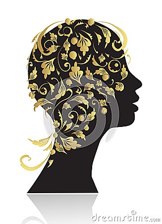 Beautiful woman, head silhouette Vector Illustration