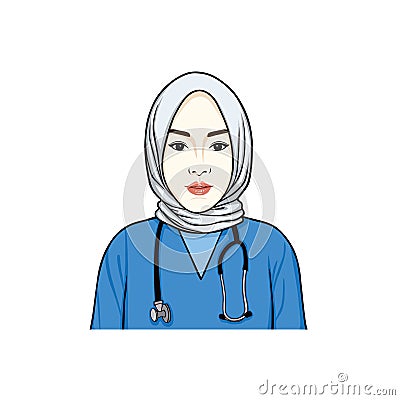 Beautiful Woman Hijab Nurse Illustration, Vector Design Vector Illustration