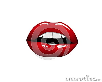 Beautiful woman hot red lips. Kiss Me. Vector illustration Eps 10 Vector Illustration