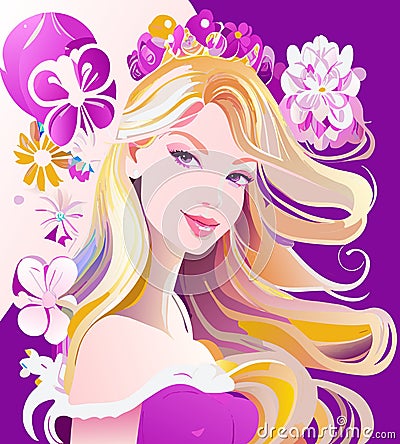 Beautiful woman isolated vector illustration. Beautiful woman with long hair, perfect skin. Vector Illustration