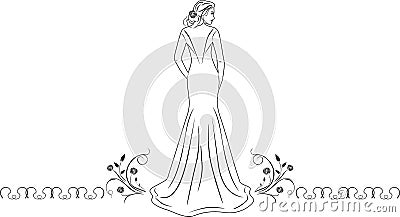 Beautiful woman in a long dress. Icon for fashion design Vector Illustration