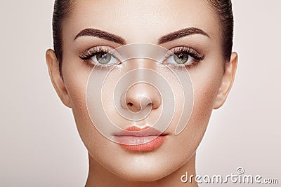 Beautiful woman with long false eyelashes Stock Photo