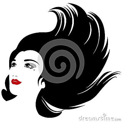 Beautiful woman with long hair silhouette Vector Illustration