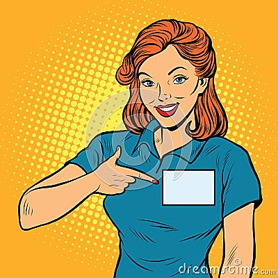 Beautiful woman Manager with a name badge Vector Illustration