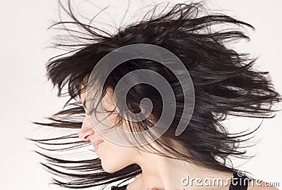 Beautiful woman with nice waving hair Stock Photo