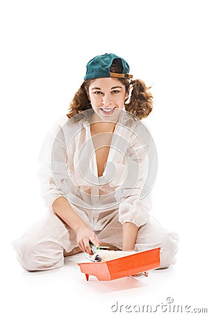 Beautiful woman painter Stock Photo