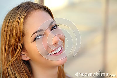 Beautiful woman with a perfect white smile and smooth skin Stock Photo