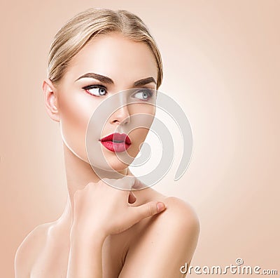 Beautiful woman portrait. Beauty Spa woman with perfect fresh skin Stock Photo