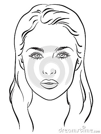 Beautiful woman portrait. Face chart. Vector illustration. Vector Illustration