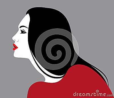 Beautiful woman, profile Vector Illustration