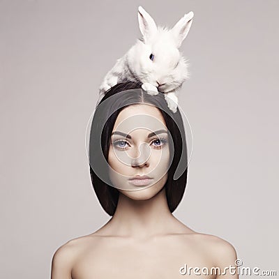 https://thumbs.dreamstime.com/x/beautiful-woman-rabbit-studio-fashion-portrait-lady-white-51105408.jpg