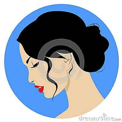 Beautiful woman with retro hairstyle and nice makeup.Beauty Vector Illustration