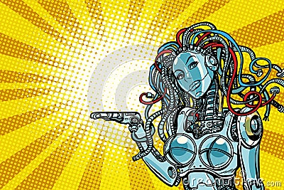 Beautiful woman robot promoter Vector Illustration