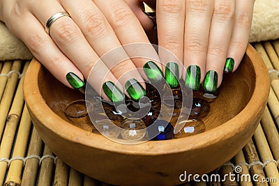 Beautiful woman's nails with nice stylish manicure. Stock Photo