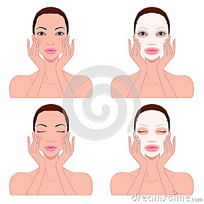 Beautiful woman`s skin care Vector Illustration