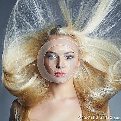 Beautiful woman. blond girl. Beautiful healthy hair.Beauty salon Stock Photo