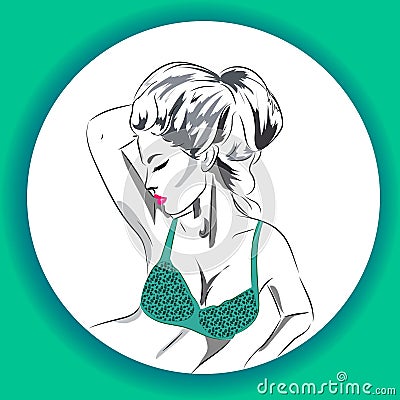 Beautiful woman in lingerie with leopard print Vector Illustration