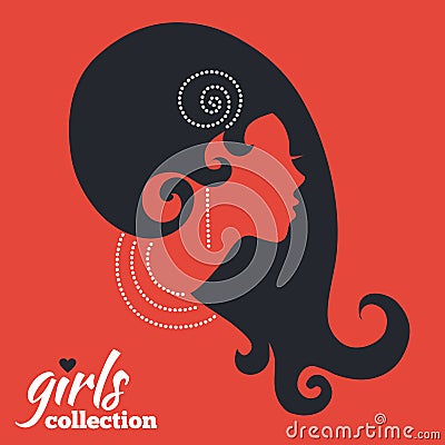 Beautiful woman silhouette. Girls collection Vector Illustration