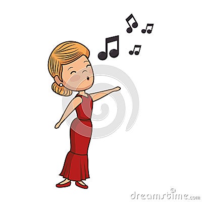 Beautiful woman sing avatar character Vector Illustration