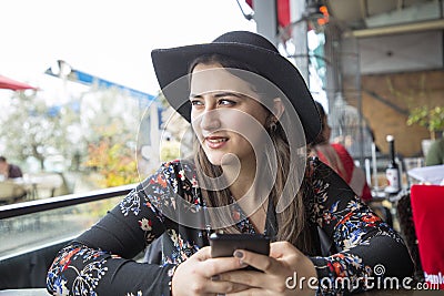 Beautiful woman spending time outdoor Stock Photo