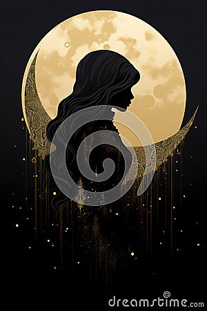 Star woman sky girl moon illustration silhouette nature background background art girl night woman Cartoon Illustration