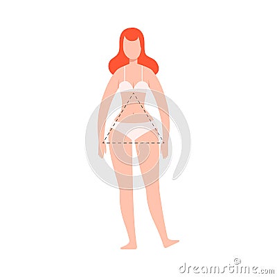 Beautiful Woman in Underwear, Faceless Female Triangle Body Shape Flat Style Vector Illustration Vector Illustration