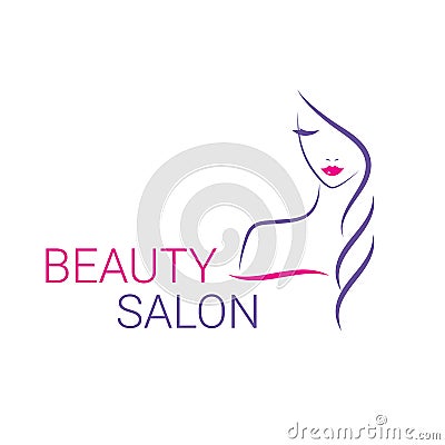 Beautiful woman vector logo template for hair salon Vector Illustration