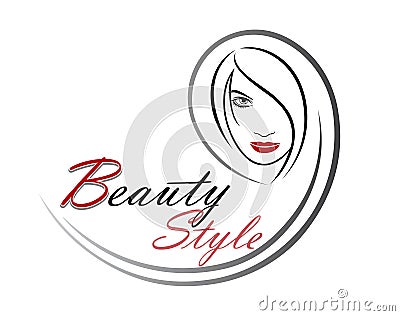 Beautiful woman vector logo template for hair salon, beauty saloon, cosmetic procedures, spa center. Vector logo template for hair Vector Illustration