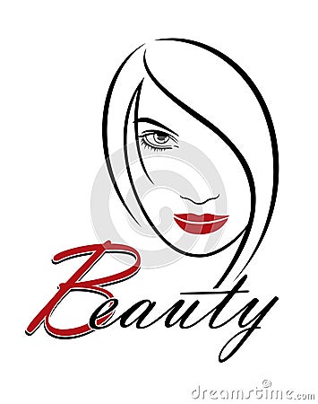 Beautiful woman vector logo template for hair salon, beauty saloon, cosmetic procedures, spa center. Vector logo template for hair Vector Illustration