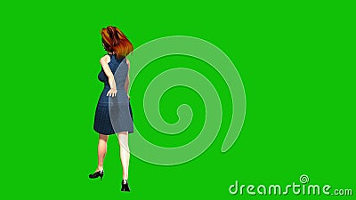 08 Beautiful Woman Walking and Smiling on a Green Background Stock Footage  - Video of performance, girl: 143529612