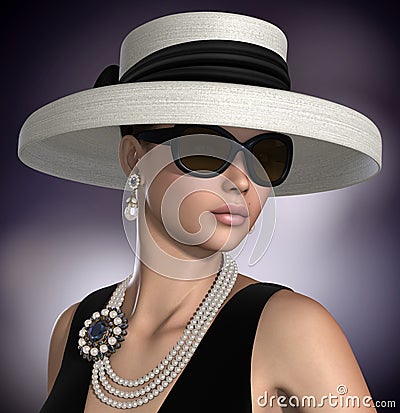 Beautiful Woman wearing Classic Glamour Fashion Jewelry Stock Photo