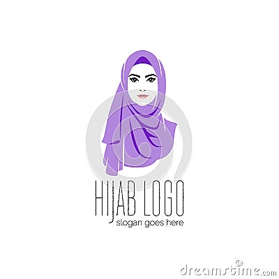 Beautiful woman wearing colorful hijab icon, hijab logo isolated Vector Illustration