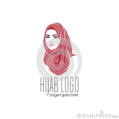 Beautiful woman wearing colorful hijab icon, hijab logo isolated Vector Illustration