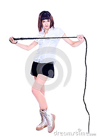 Beautiful Woman with a whip Stock Photo