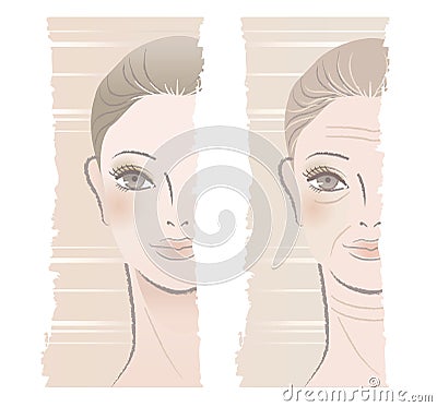 Beautiful woman, young and middle aged Vector Illustration